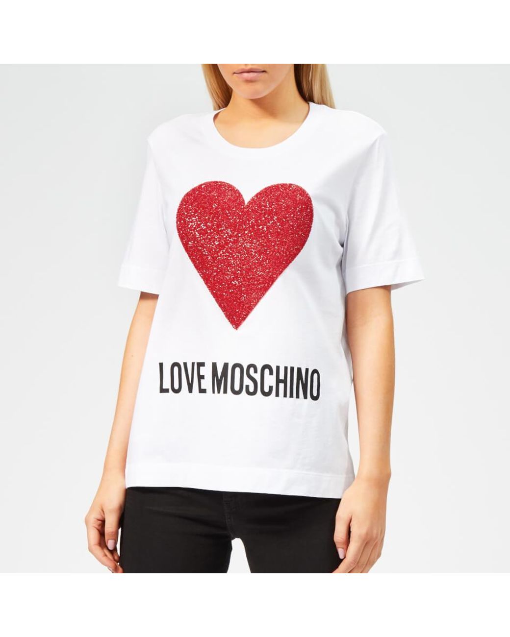 nephew Hesitate unearth Love Moschino Heart Logo T-shirt in White | Lyst