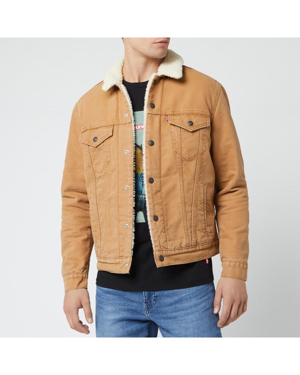 Levi's Type 3 Canvas Sherpa Trucker Jacket in Natural for Men | Lyst Canada