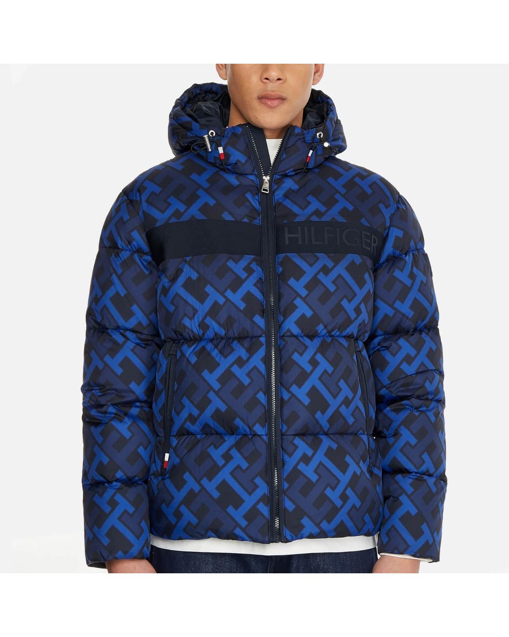 Tommy Hilfiger monogram-pattern Padded Jacket - Blue