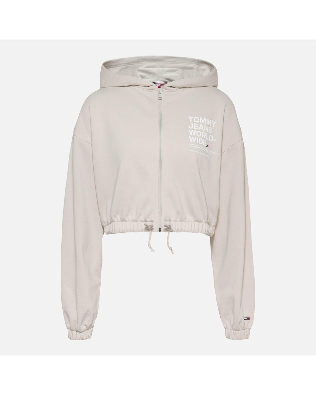 Tommy Hilfiger Cotton-blend Cropped Hoodie in White | Lyst UK