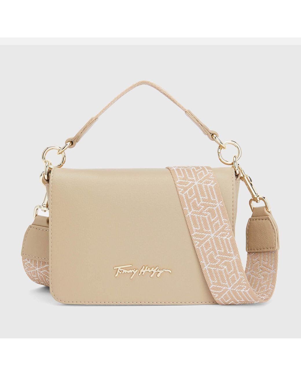 Tommy Hilfiger Joy Mini Faux Leather Cross-body Bag in Natural | Lyst