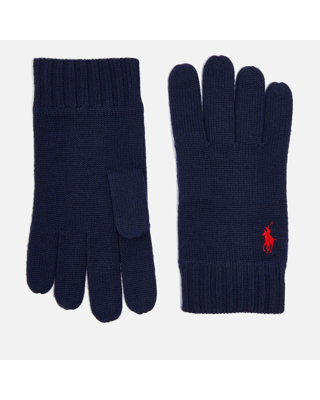 Polo Ralph Lauren Logo-embroidered Merino Wool Gloves in Blue for Men | Lyst