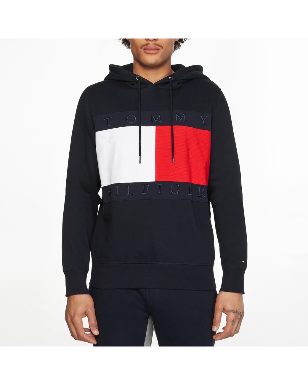 Tommy Hilfiger Monogram Flex Fleece Hoodie Blue