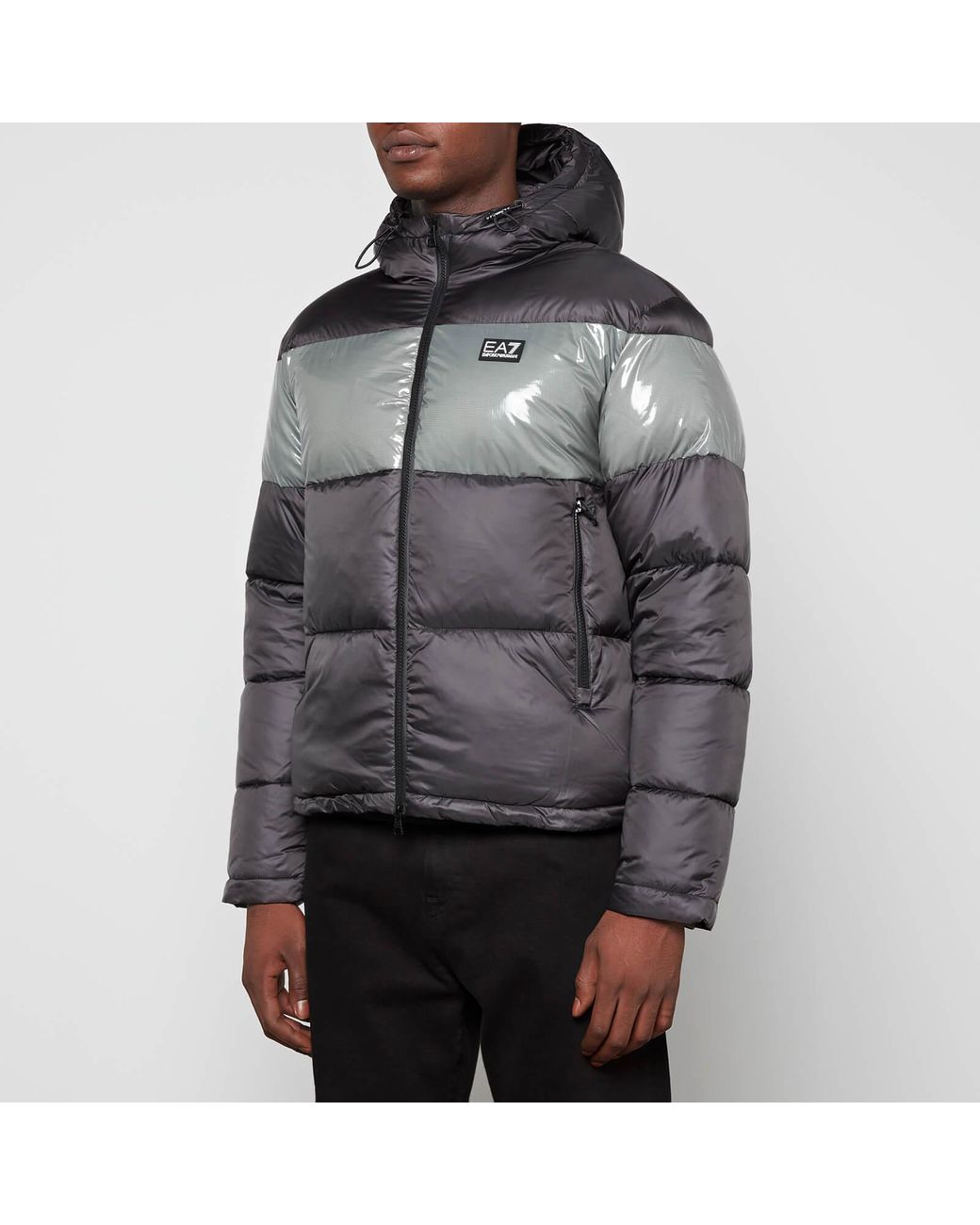 EA7 Colour-block Quilted Shell Puffer Jacket in Black for Men | Lyst