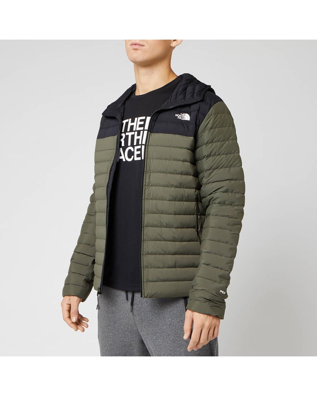 The North Face Stretch Down Hooded Jacket in Green for Men | Lyst