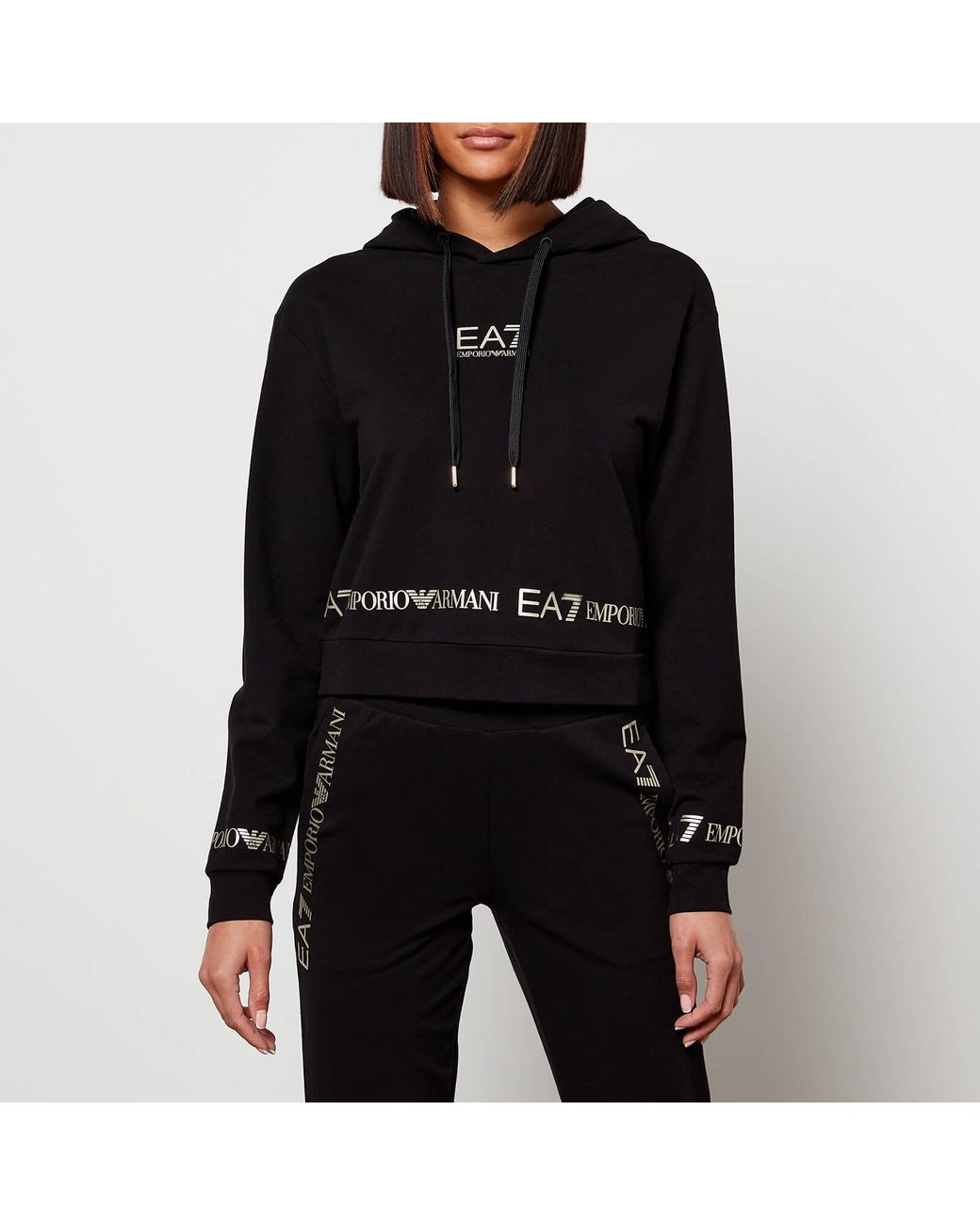 emporio armani ea7 core logo crop hoodie