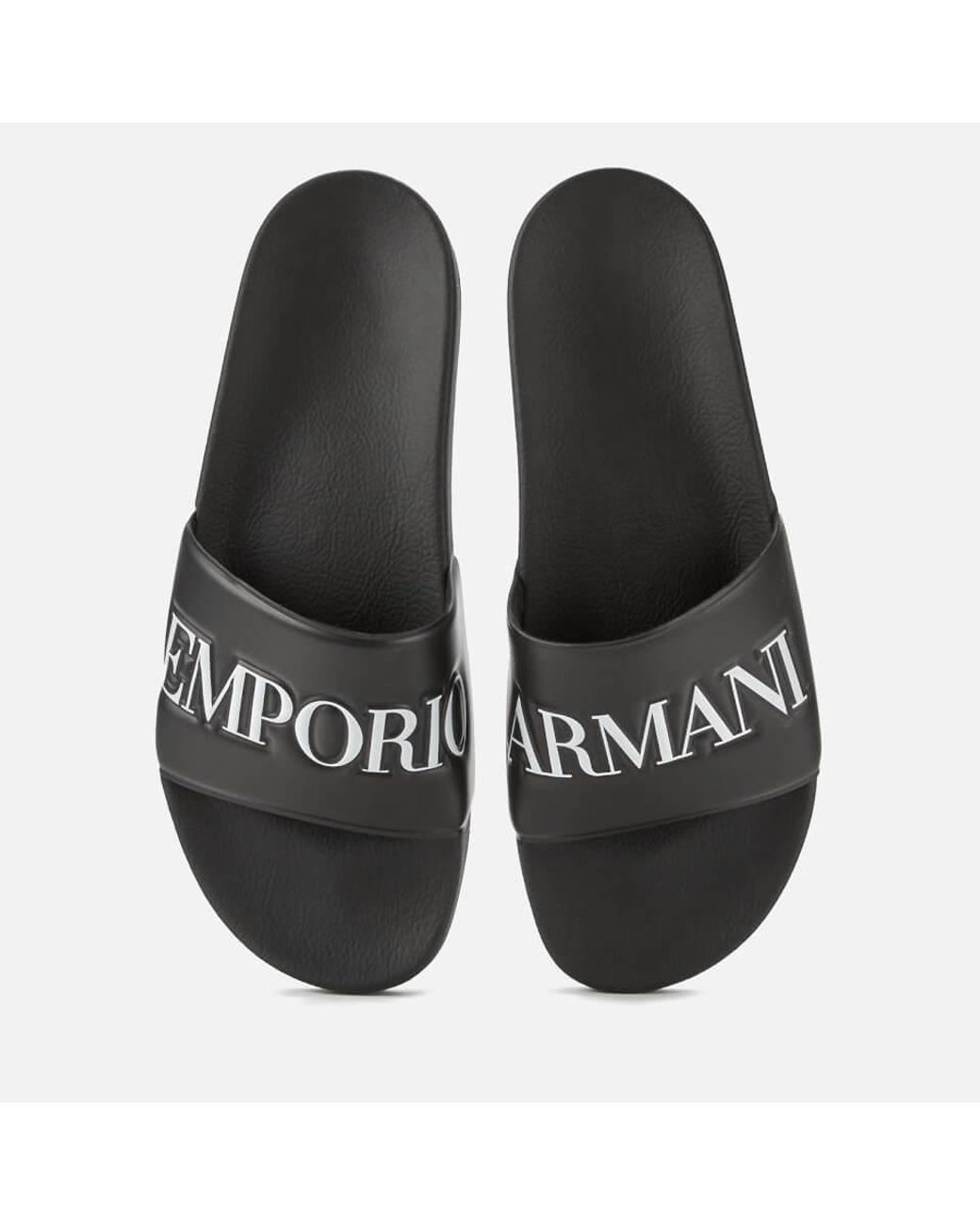 Emporio Armani Synthetic Slide Sandals in Black for Men - Lyst