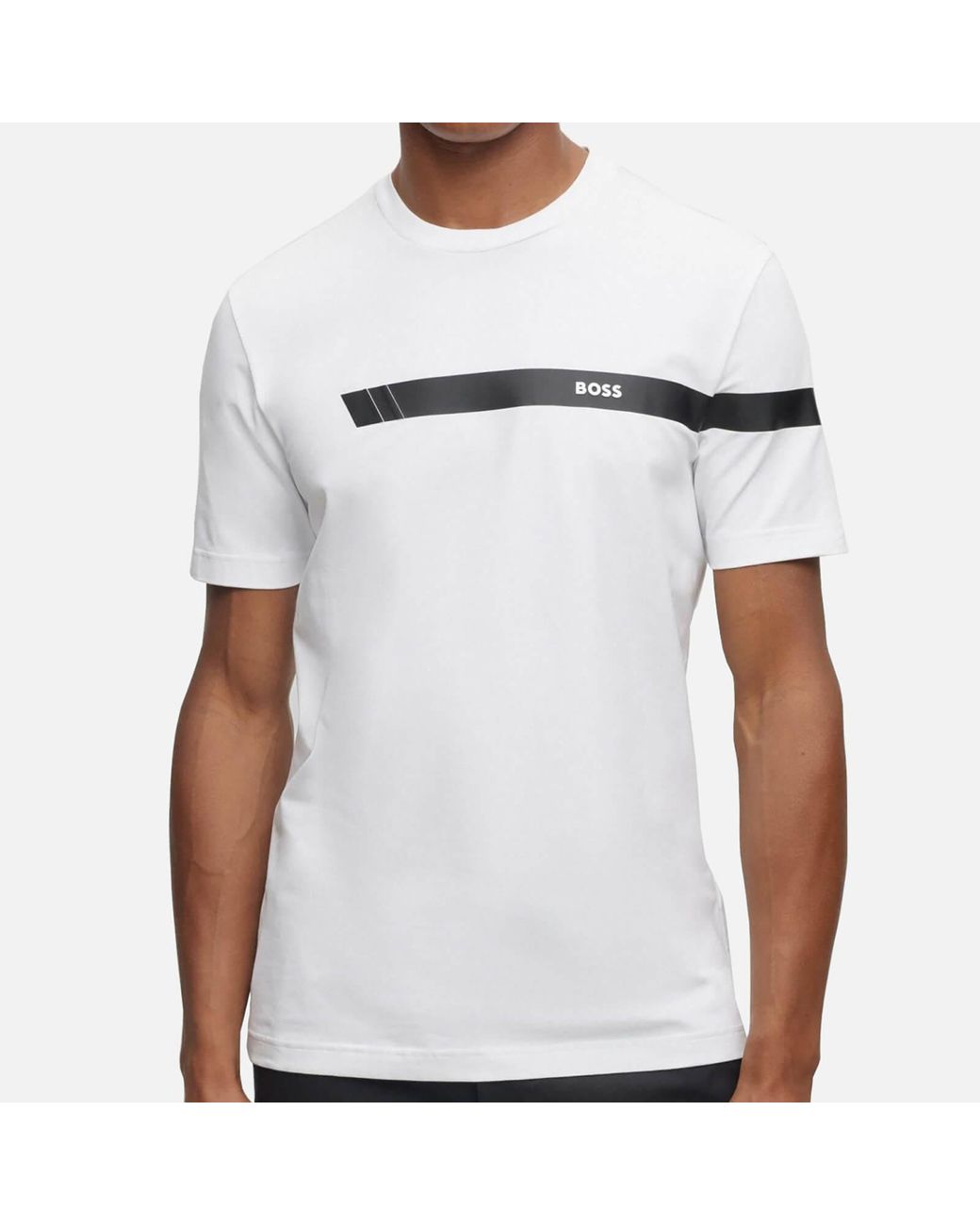 【関税込み】BOSS ブラック Stretch-Cotton ラージロゴ Tシャツ セール】ラージロゴ ストレッチコットン Tシャツ（Tシャツ