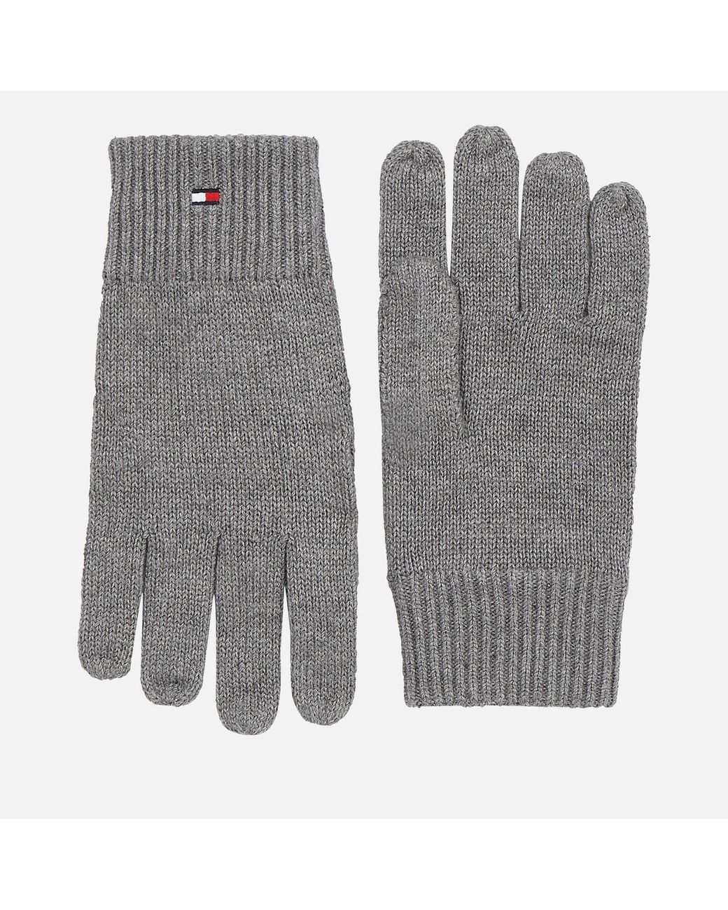 Tommy Hilfiger Essential Flag Knitted Gloves in Gray for Men | Lyst
