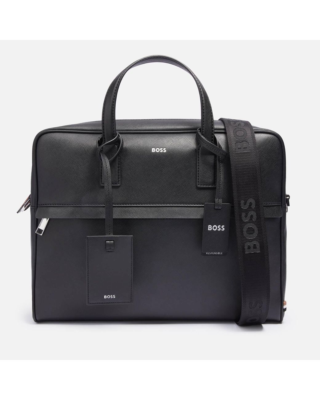 BOSS Zair S Regenerated Leather Laptop Bag in Black for Men Lyst Canada