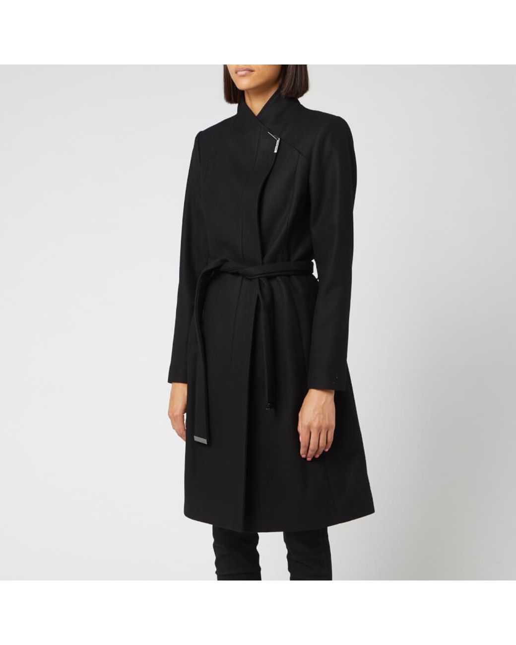 Ted Baker Ellgenc Belted Wrap Coat in Black | Lyst