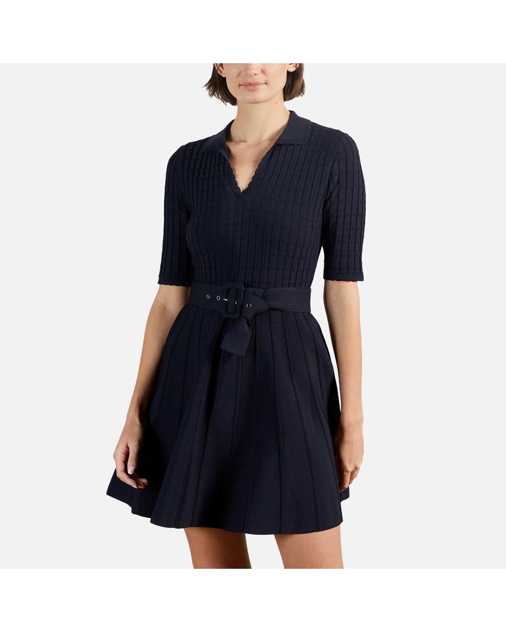 Ted Baker Aleee Knitted Collared Skater Dress in Blue | Lyst