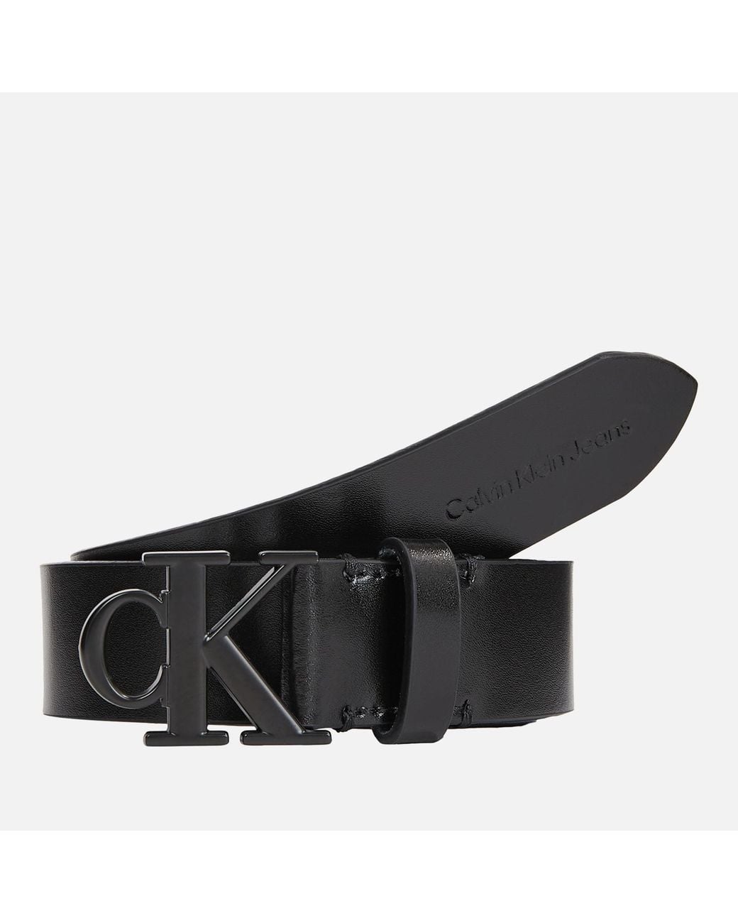 Kim White Curvilinear Belt - Black Pebbled Leather