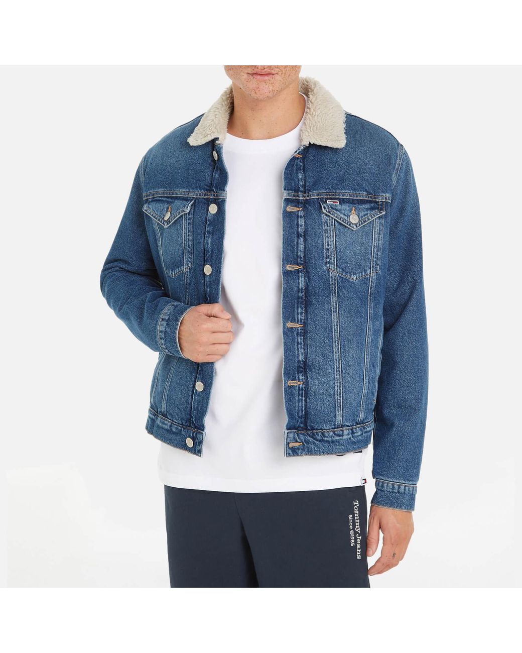 Tommy Hilfiger Tommy Hilfiger Regular Sherpa Flag Trucker Denim Jacket in Blue for Men Lyst UK