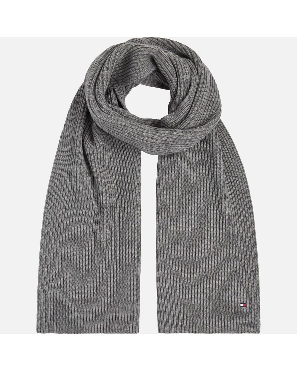Tommy Hilfiger Essential Flag Knitted Scarf in Gray for Men | Lyst