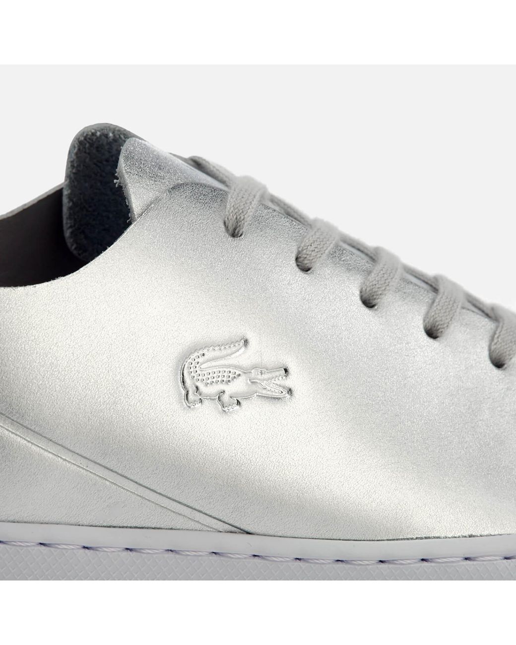 lacoste silver trainers