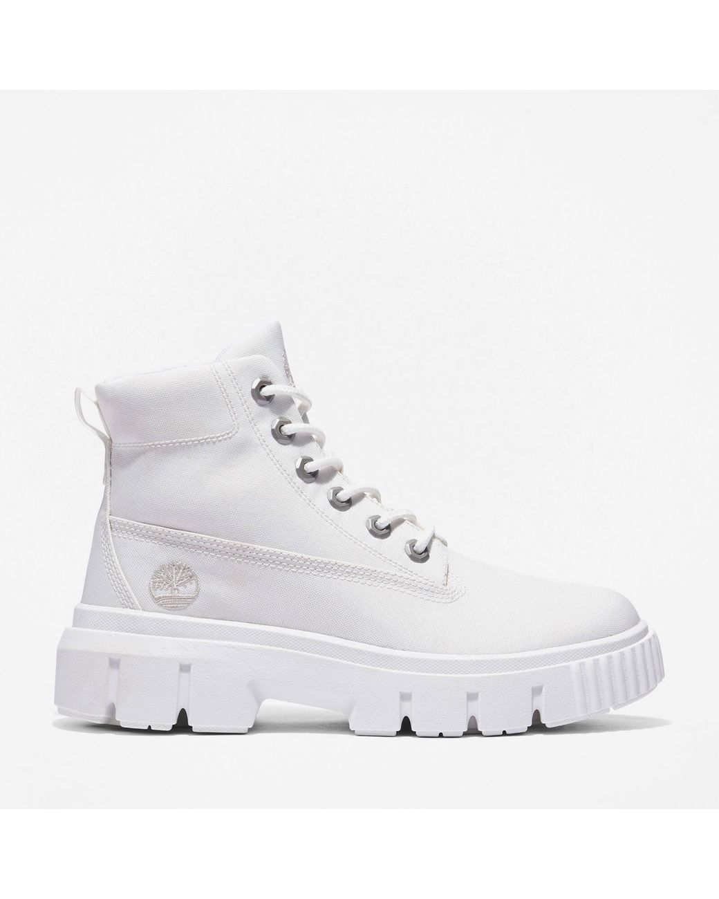 Timberland Greyfield Canvas Lace Up Boots in White | Lyst