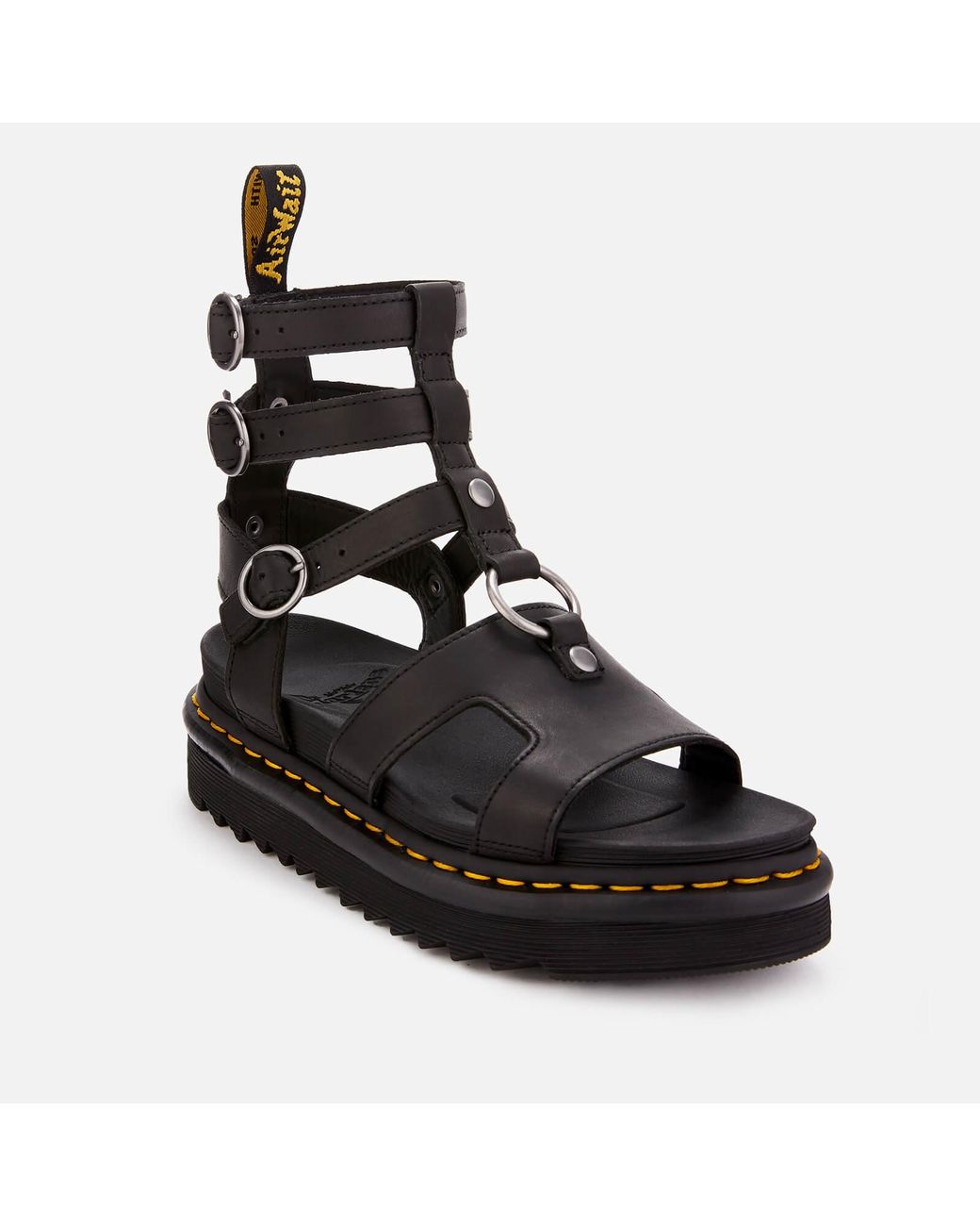 Dr. Martens Adaira Leather Gladiator Sandals in Black | Lyst