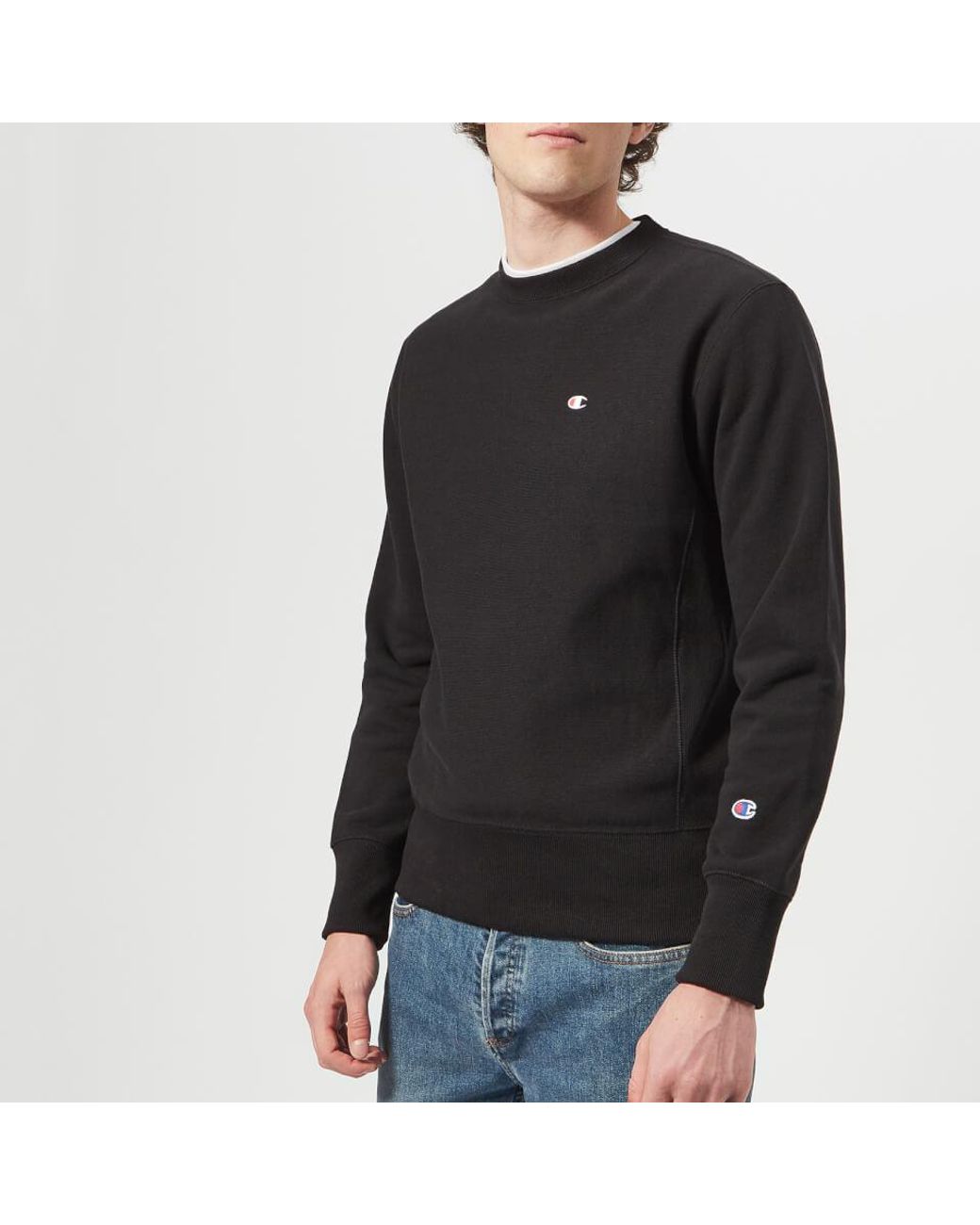 Champion Cotton Crew Neck Sweatshirt in Black for Men - Save 26% - Lyst