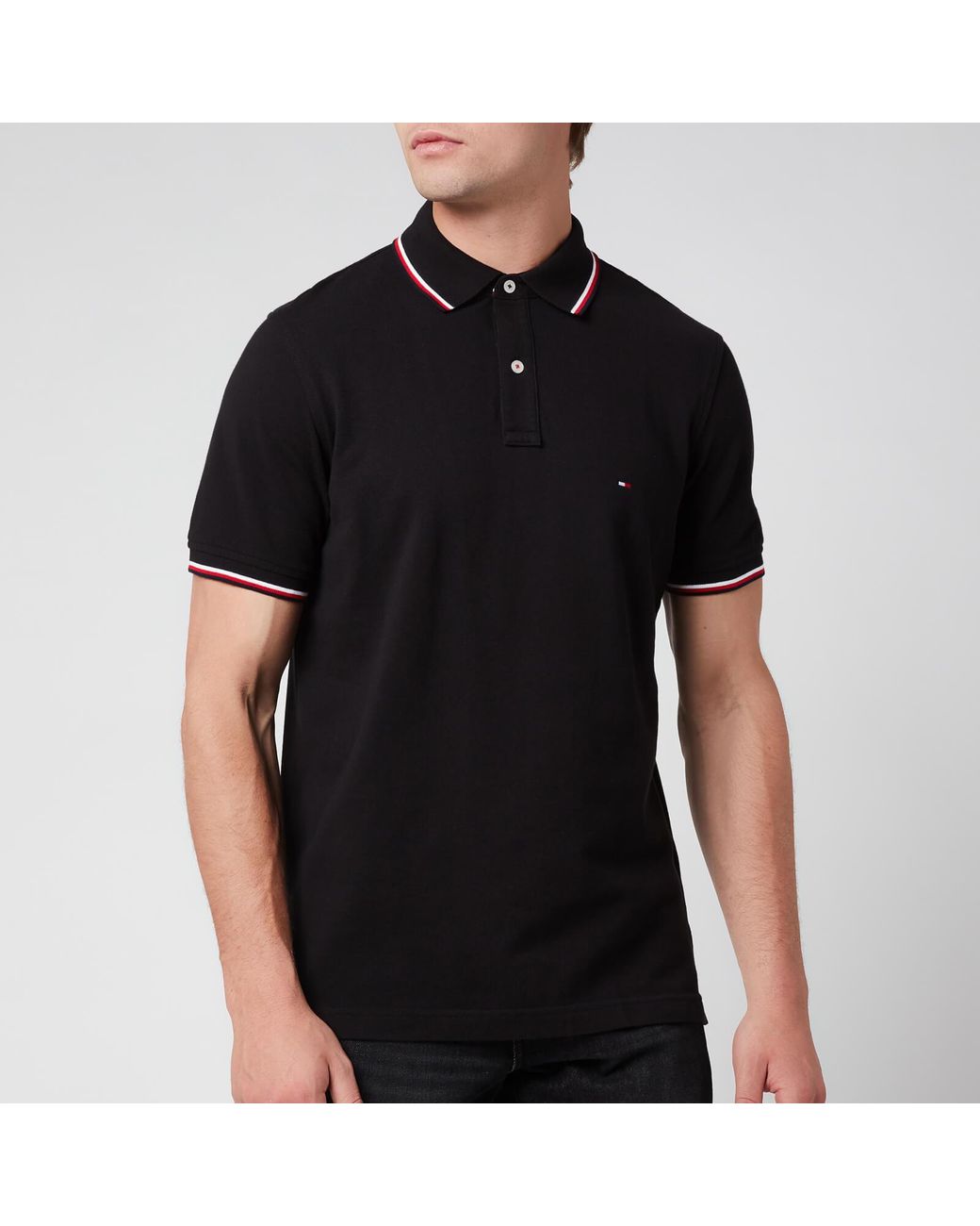 Tommy Hilfiger Tommy Tipped Polo Shirt in Black Men | Lyst