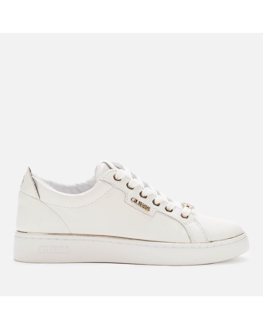 Guess Betea Leather Low Top Trainers in White | Lyst UK