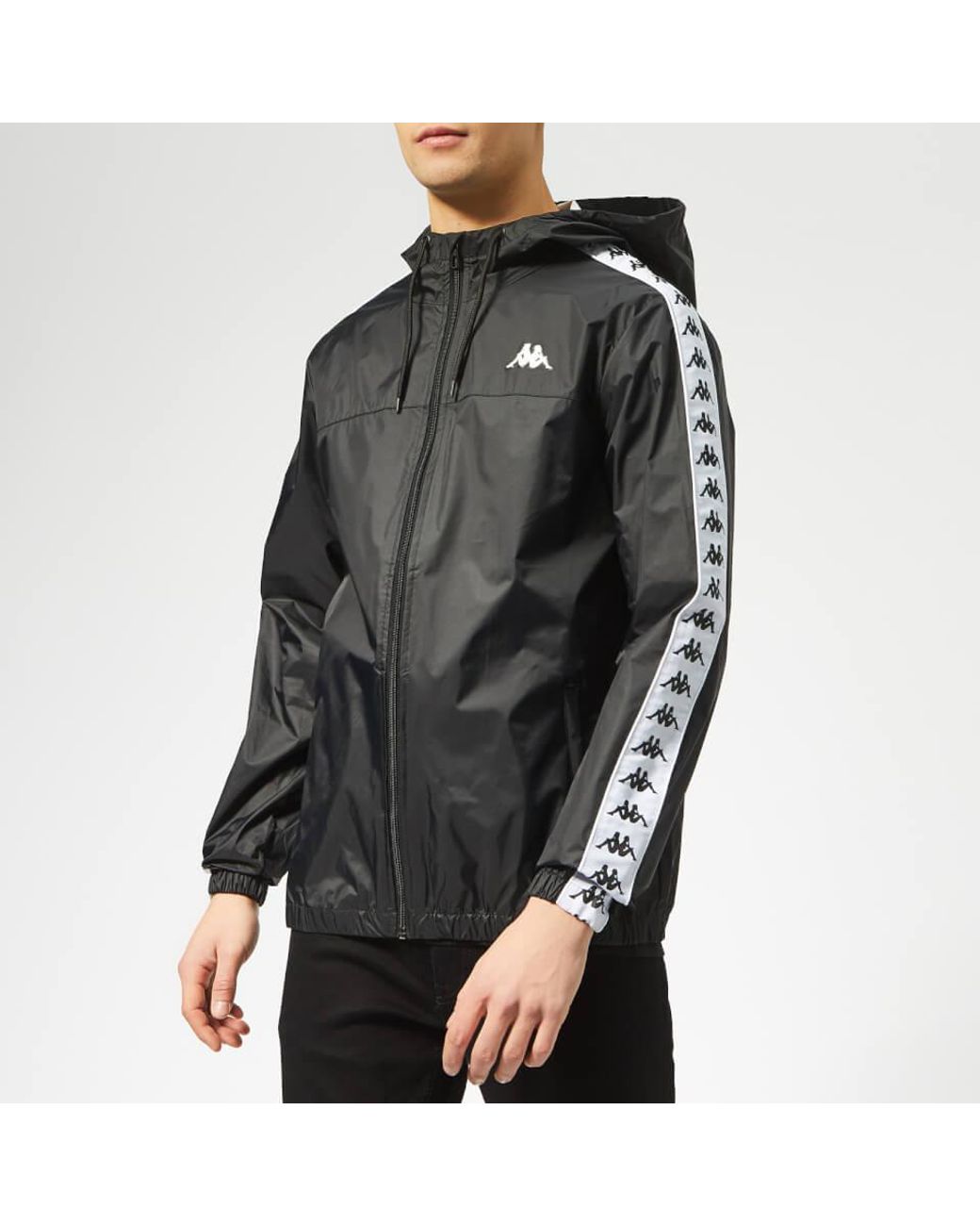 Kappa Zip Through Rain Jacket in Black for Men | Lyst