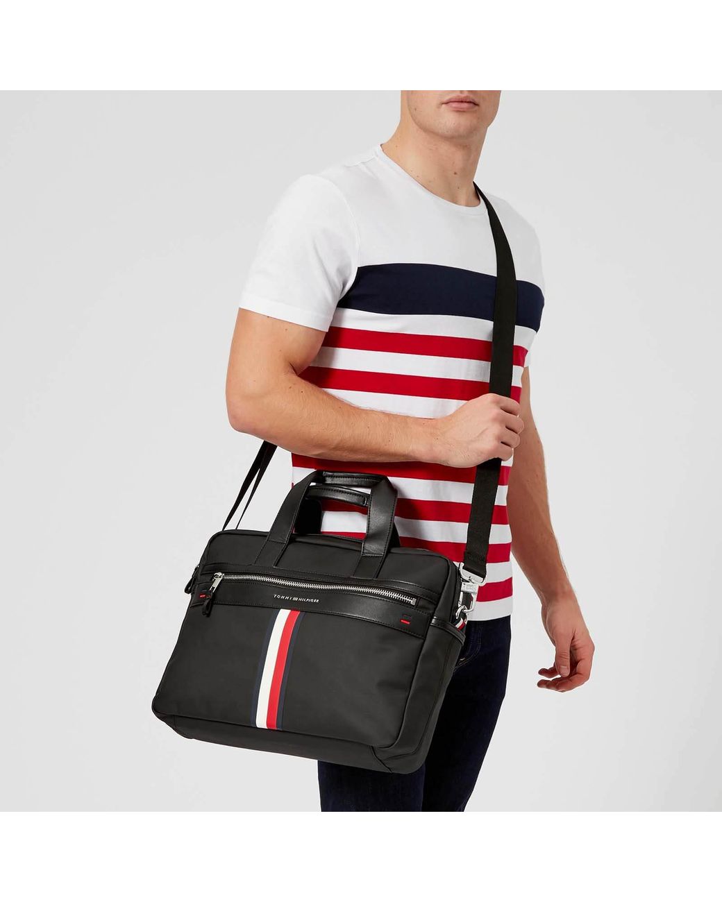 Tommy Hilfiger Cotton Elevated Computer Bag in Black for Men | Lyst