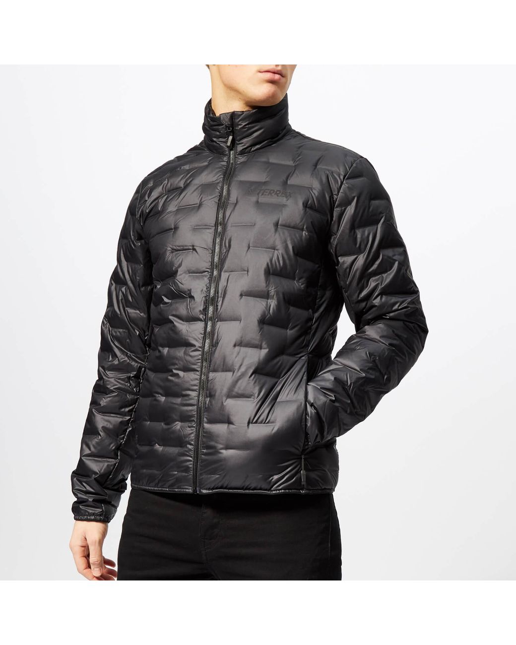 adidas terrex light down jacket with hood in black