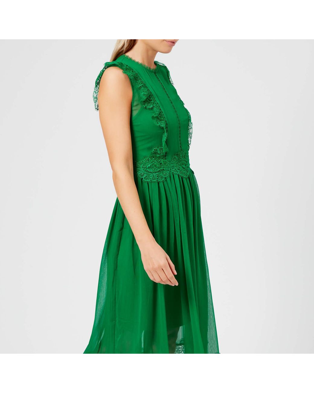 Ted Baker Porrla Frill Lace Midi Dress in Green | Lyst