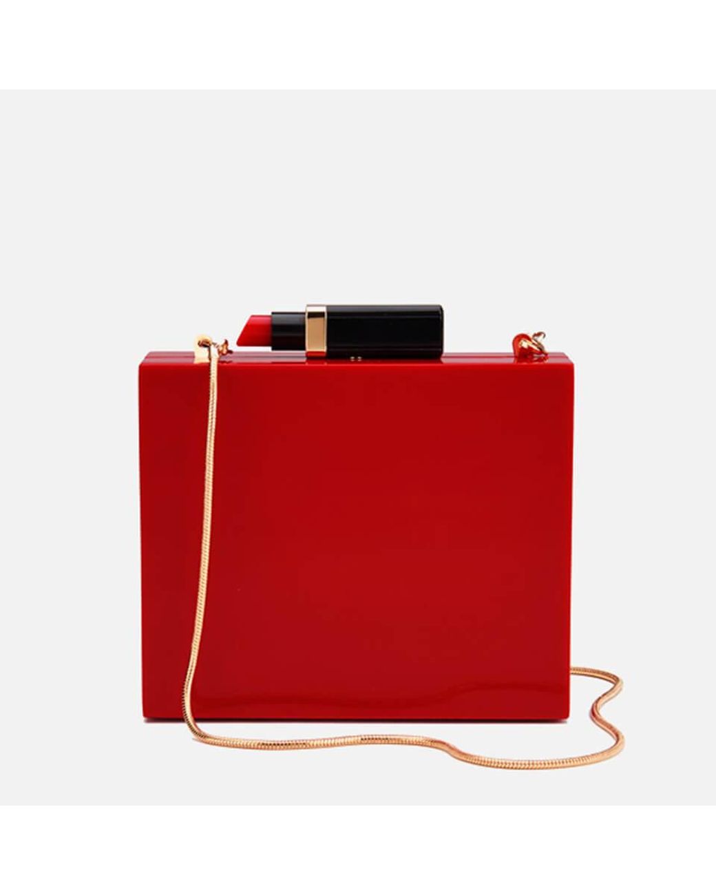 Lulu Guinness Chloe Perspex Clutch Bag With Lipstick in Red