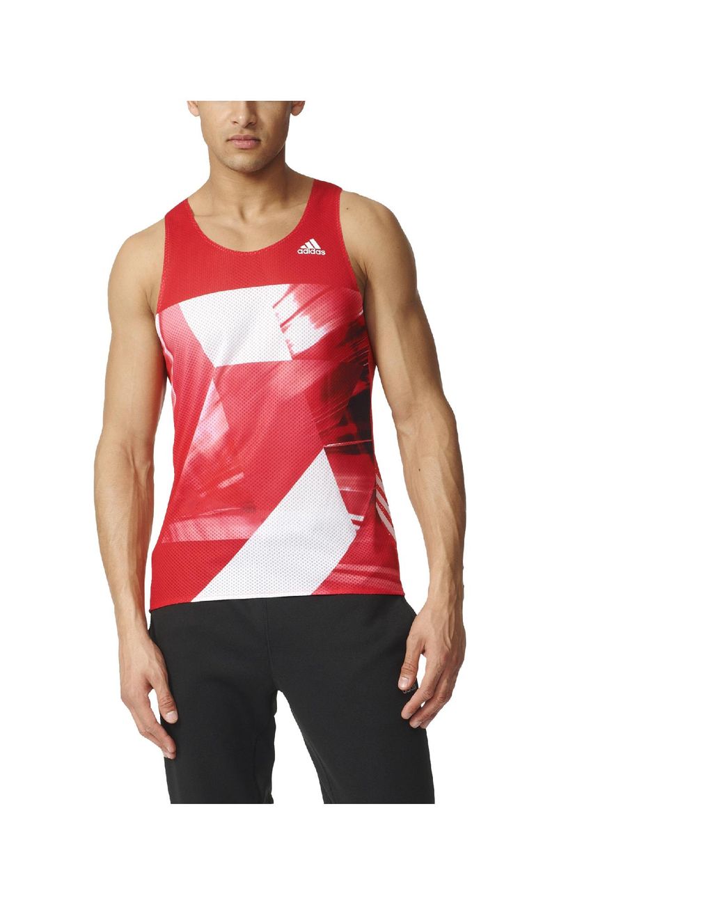 adidas Adizero Running Singlet in Red for Men | Lyst Australia