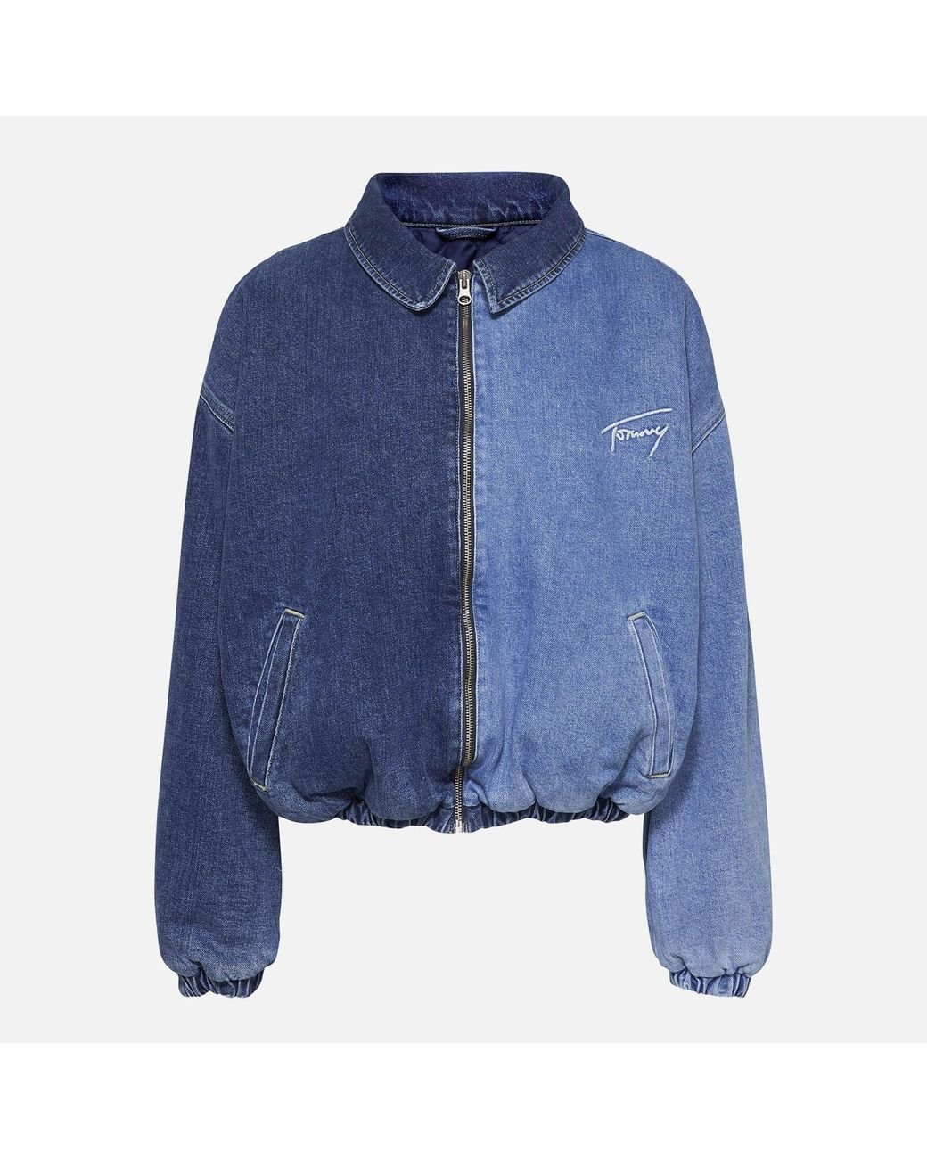 Hilfiger Two-toned Denim Bomber Jacket in Blue | Lyst UK