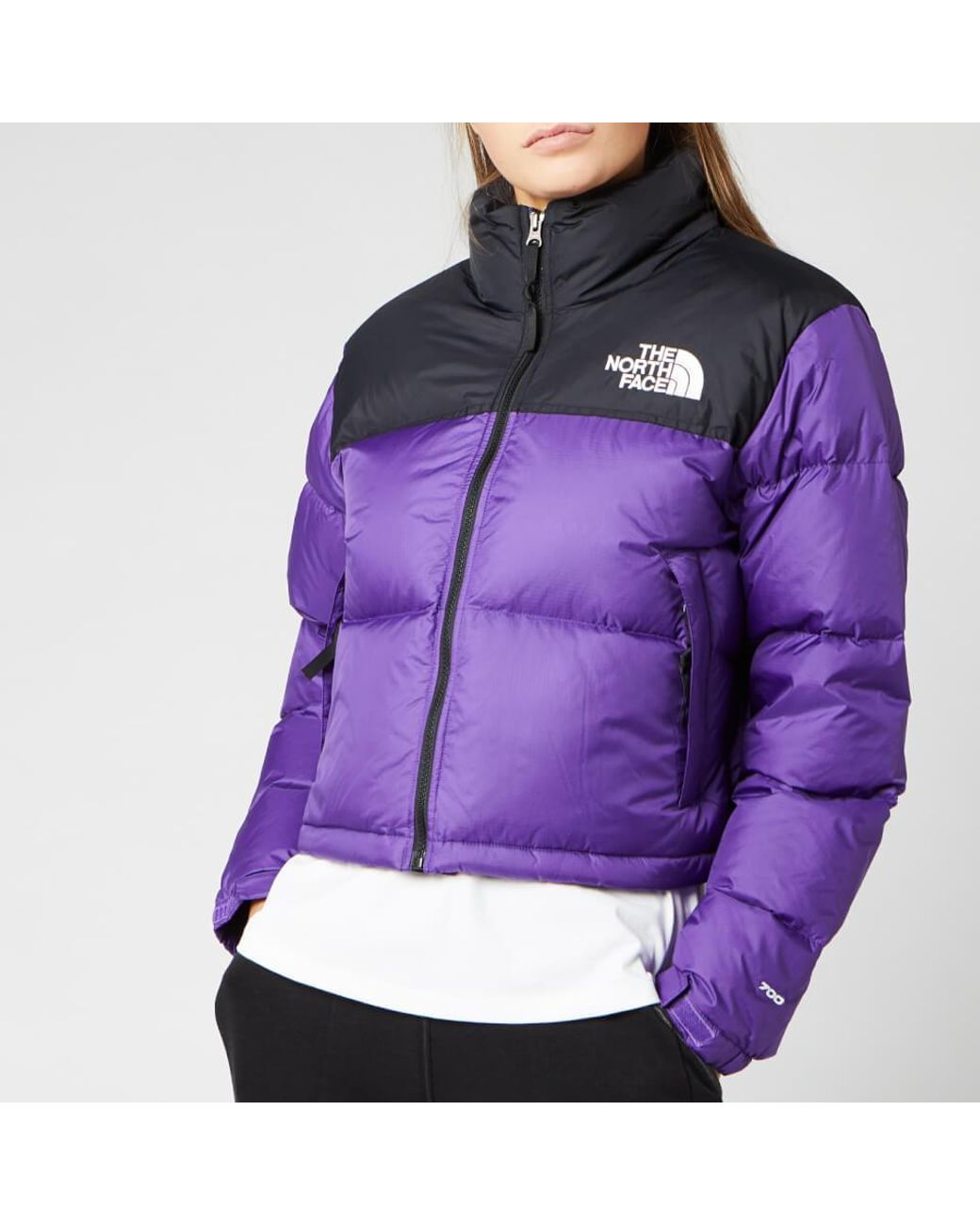 The North Face Cropped Nuptse Jacket in Purple | Lyst Canada