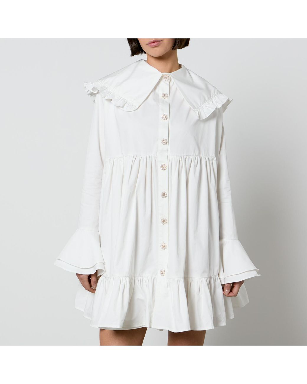 Sister Jane Curious Collar Cotton-poplin Mini Dress in White | Lyst UK