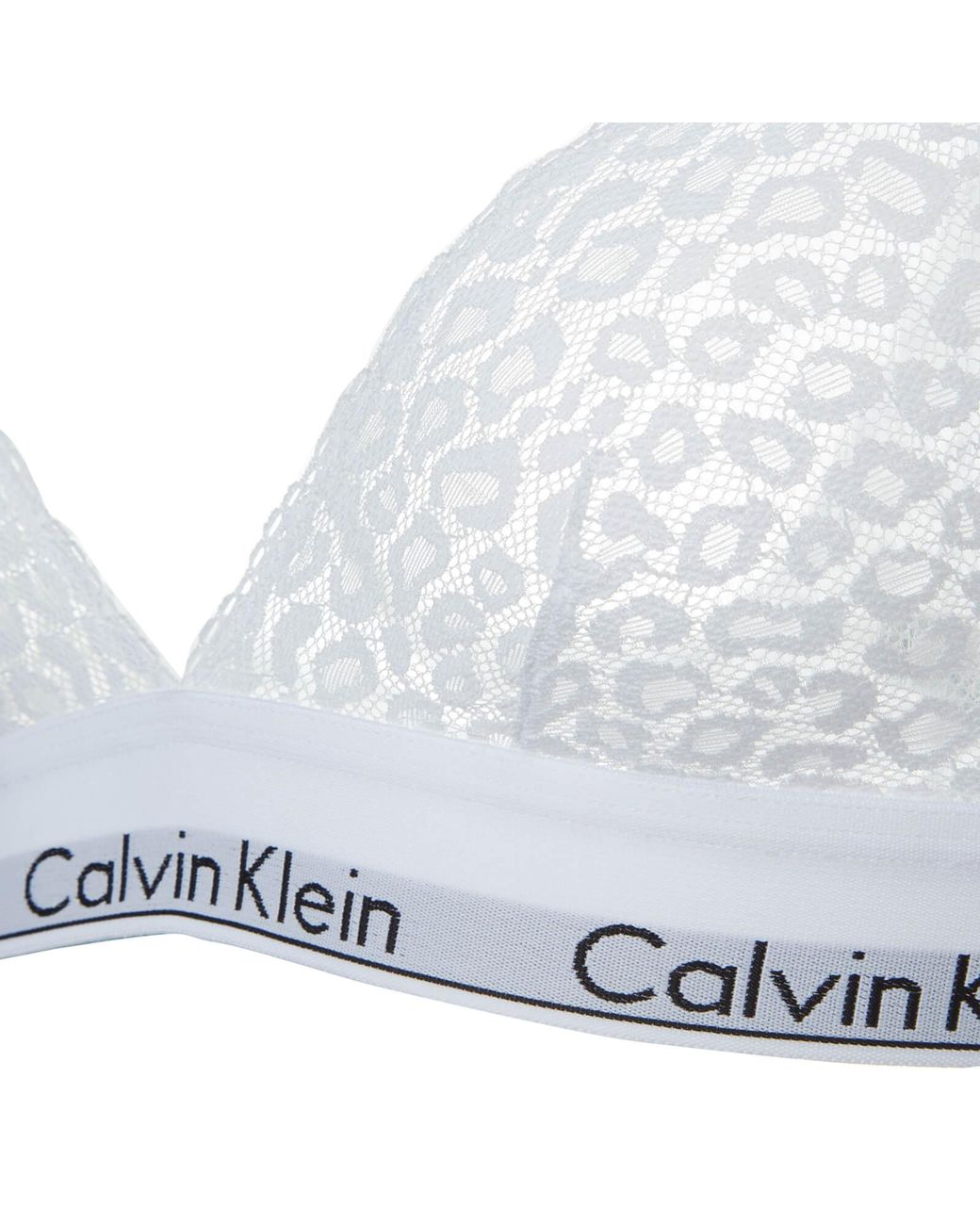 Calvin Klein Lace Leopard Unlined Triangle Bra in White | Lyst