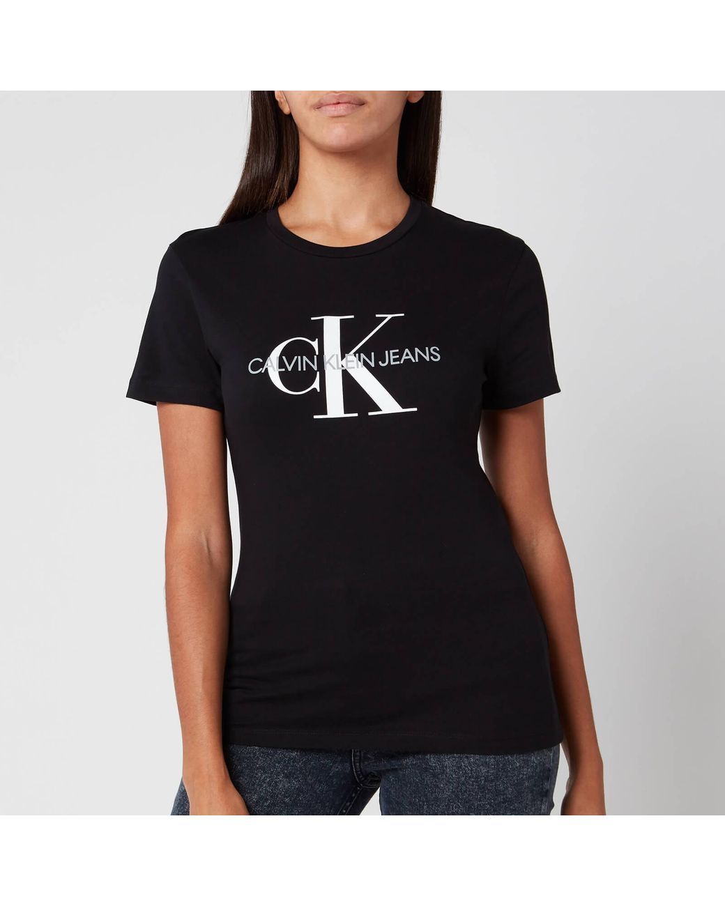 Calvin Klein Petite Foil Monogram Logo T-shirt in Black | Lyst UK Calvin Klein Petite Foil Monogram Logo T-shirt in Black | Lyst UK