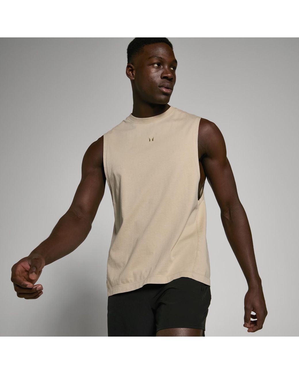 Mp Teo Washed Drop Armhole Tank Top in Natural for Men