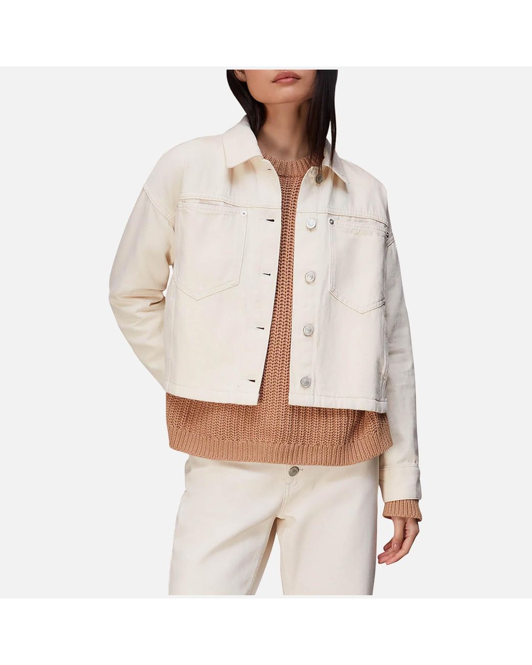 Whistles Ella Denim Jacket in Beige 