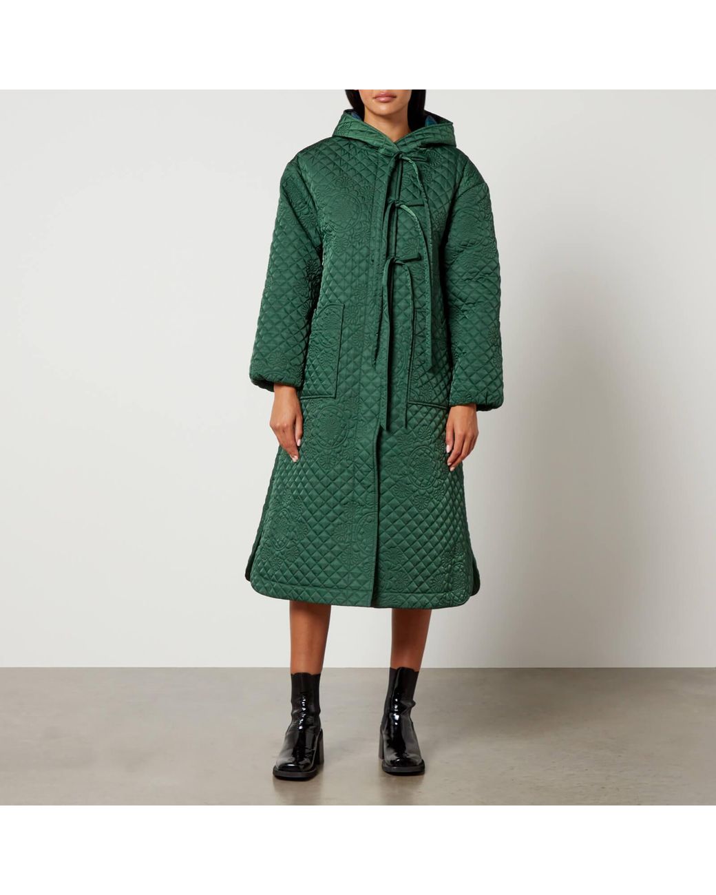 Damson Madder Sadie Quilted Shell Coat in Green | Lyst UK 
