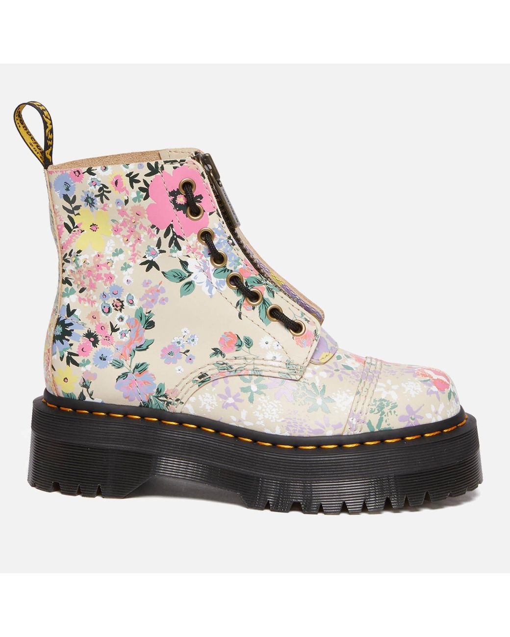 Dr. Martens Floral-print Sinclair Leather Zip Front Boots | Lyst Canada