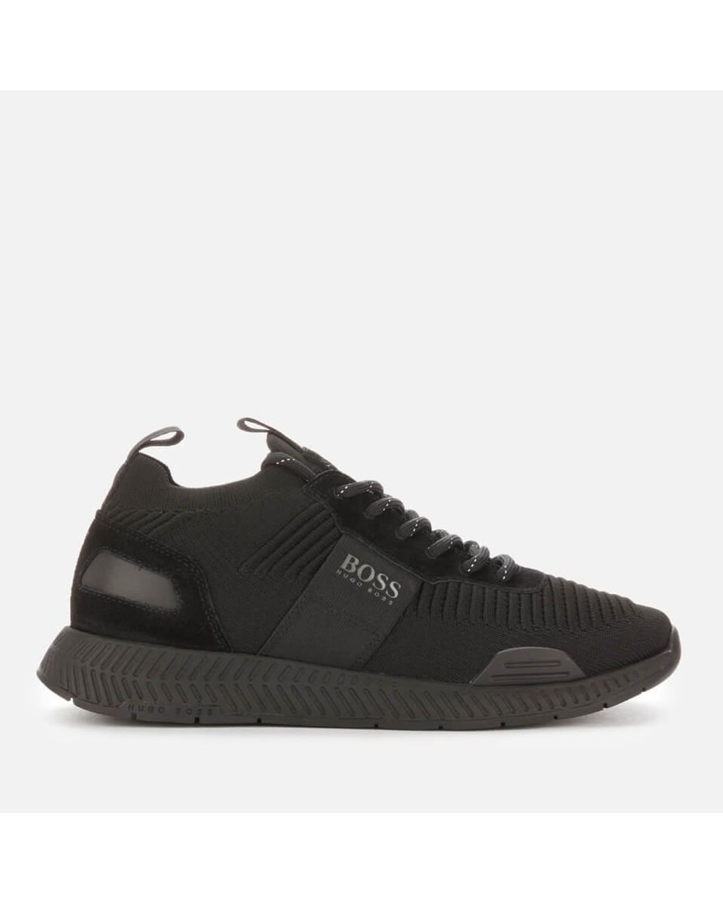 BOSS by HUGO BOSS Titanium Knit Running Style Trainers in Black for Men ...