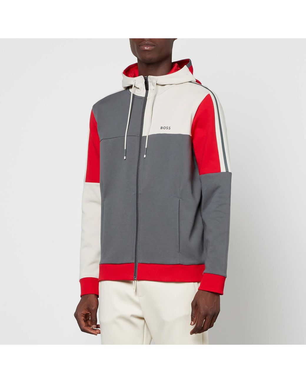 Boss athleisure logo zip hooded sweatshirt sale