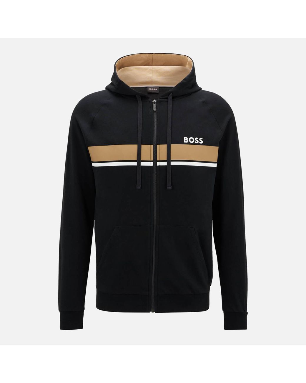 BOSS by HUGO BOSS Bodywear Authentic Logo-printed Hooded Cotton Jacket in  Black for Men | Lyst