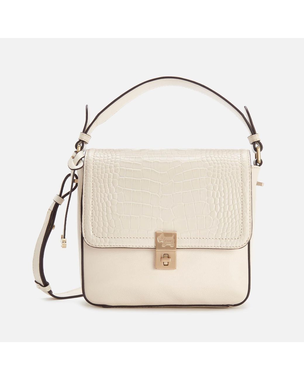 Radley Dorset Street Croc Small Flapover Cross Body Bag in Natural
