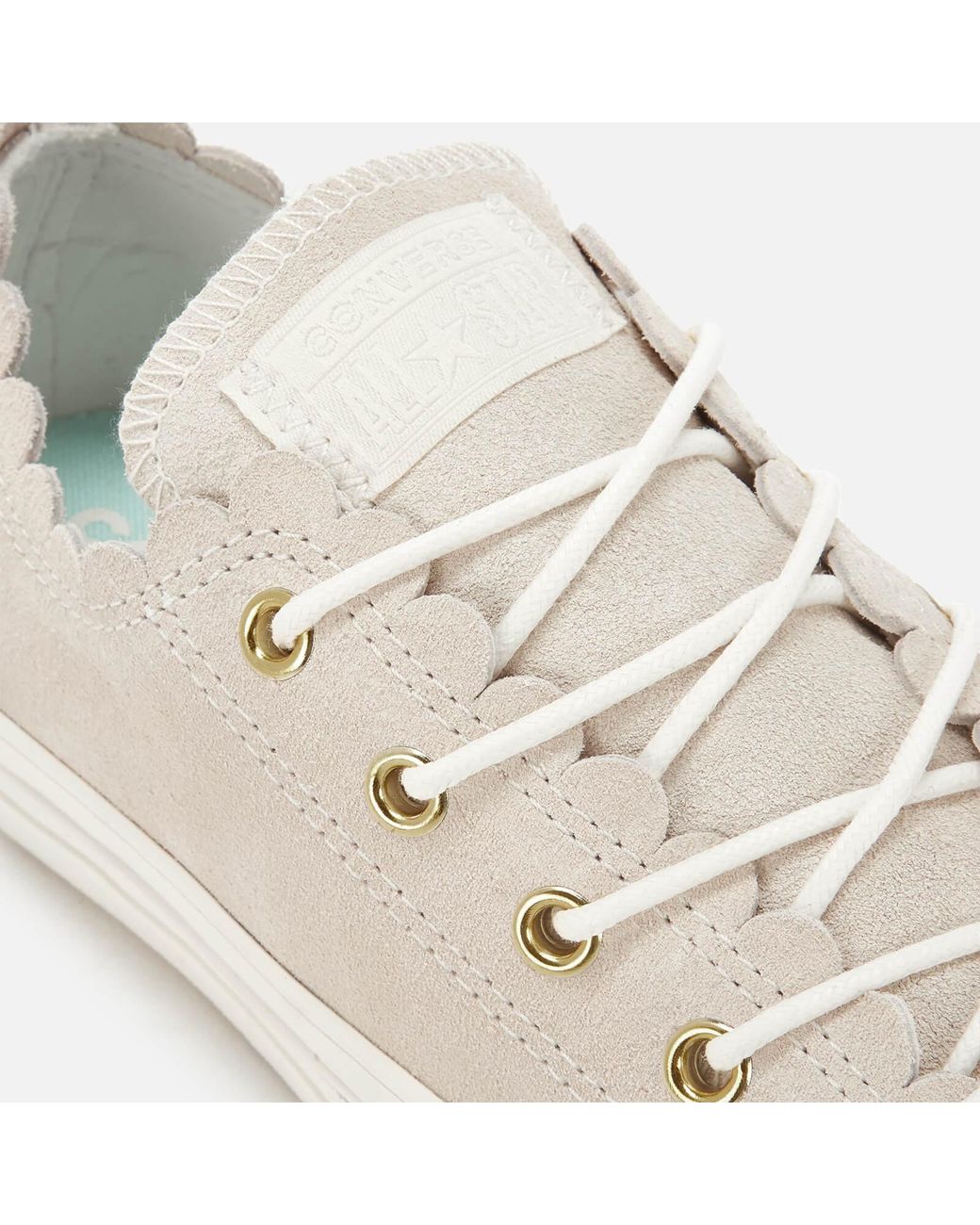 Converse Chuck Taylor All Star Scalloped Edge Ox Trainers in Natural | Lyst