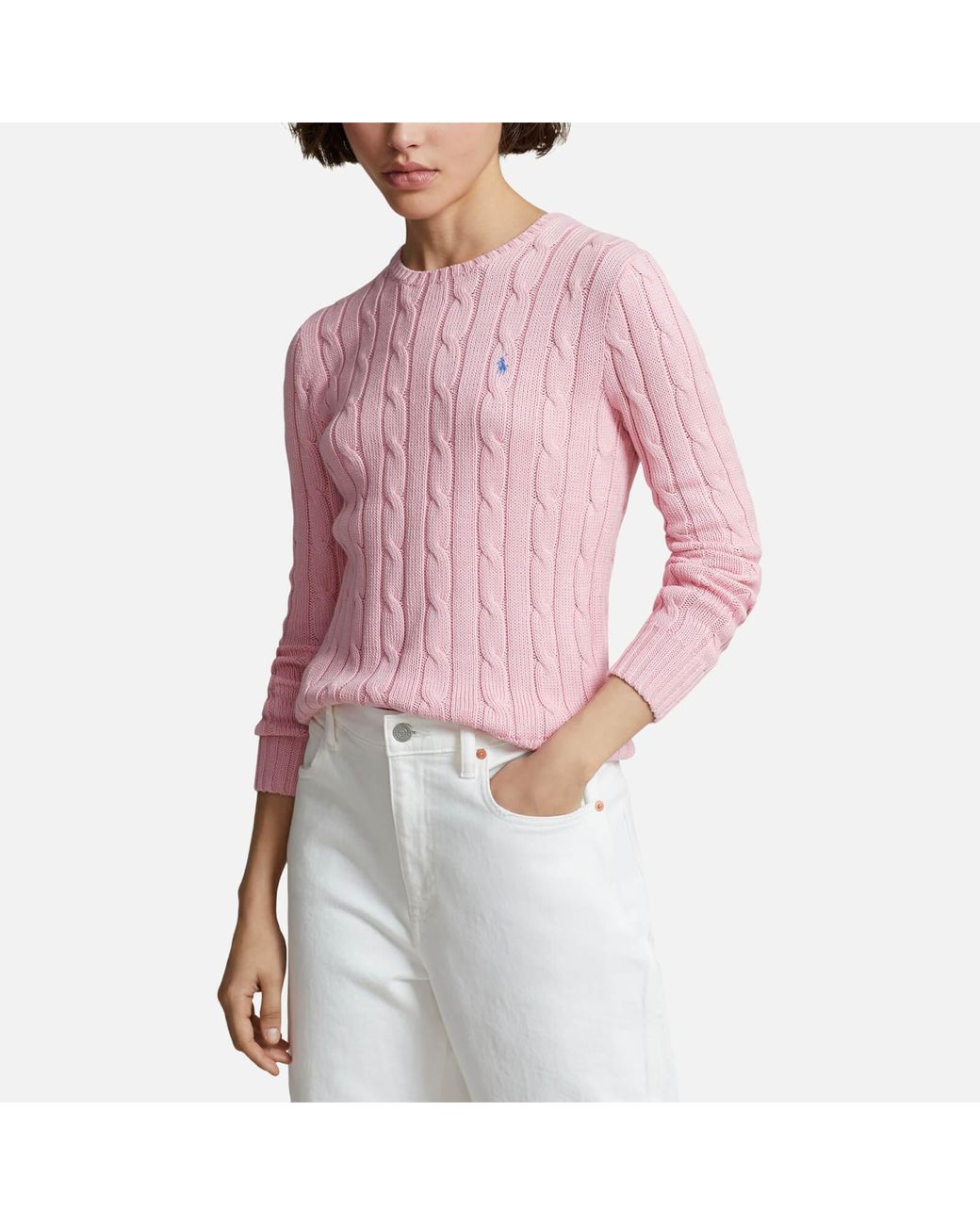 Polo Ralph Lauren Julianna Cable knit Cotton Jumper in Red Lyst