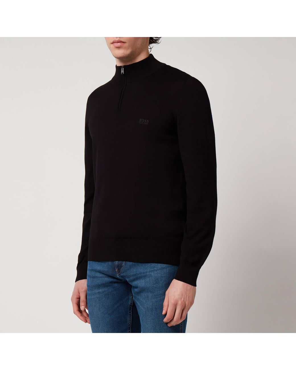 BOSS by HUGO BOSS Padro Quarter-zip Jumper in Black for Men | Lyst