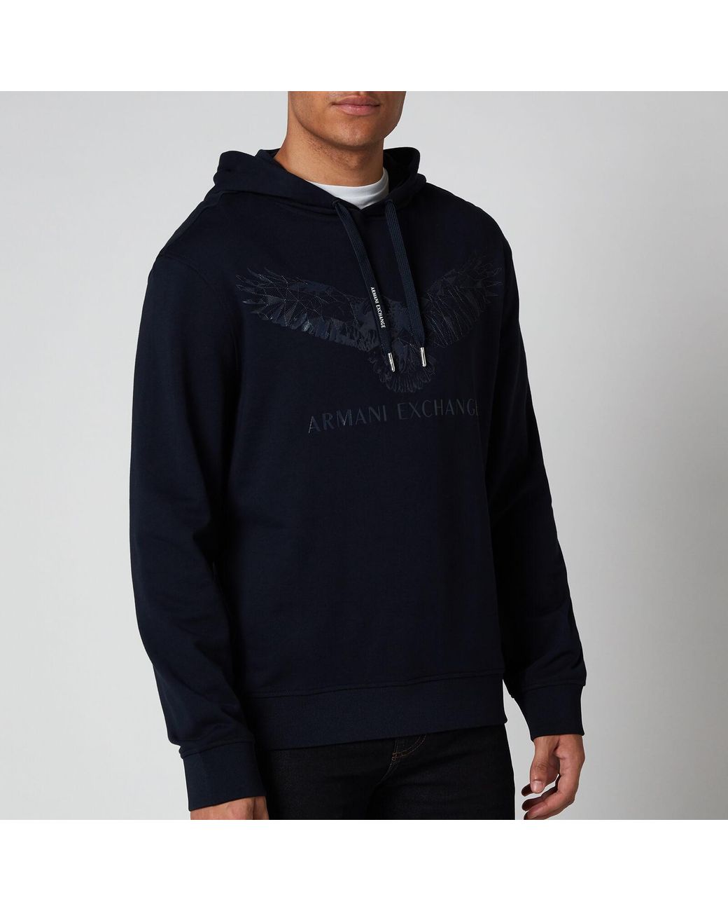 Armani flocked eagle hoodie deals