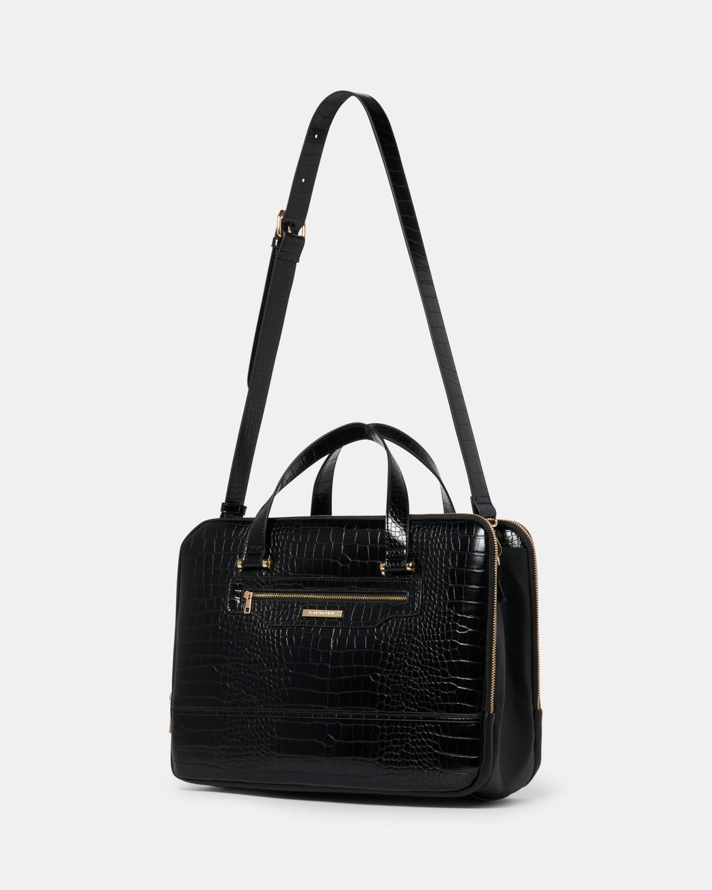Forever New Leather Lana Laptop Bag in Black Croc (Black) | Lyst Australia