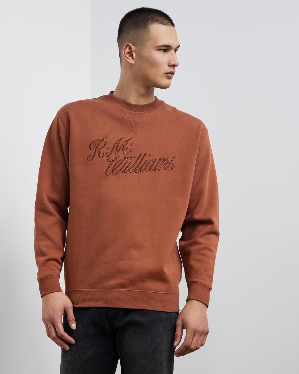 R.M.Williams Script Crew Neck Sweater in Brown for Men Lyst